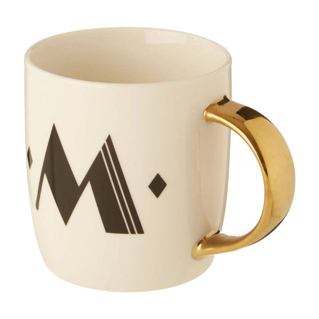 Premier Housewares Diamond Deco White Monogram Mug M