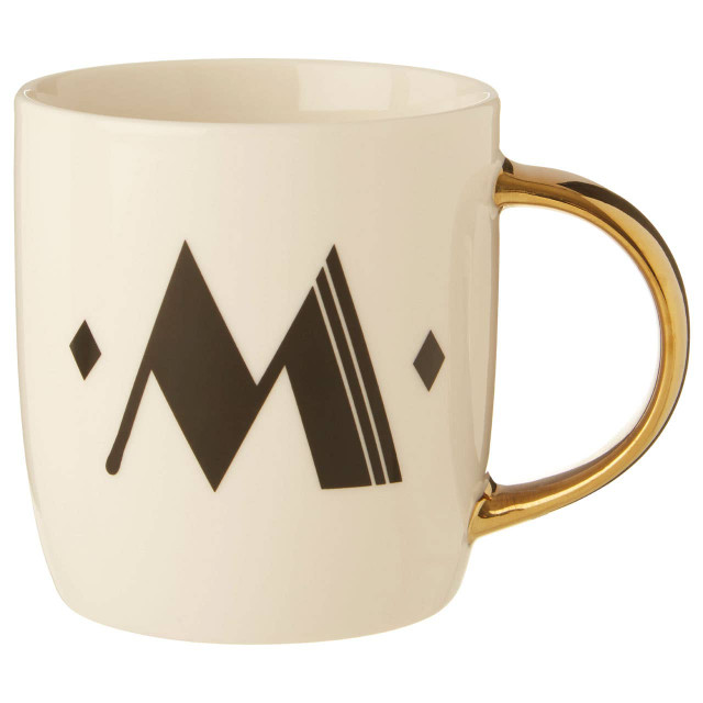 premier housewares Diamond Deco White Monogram Mug M