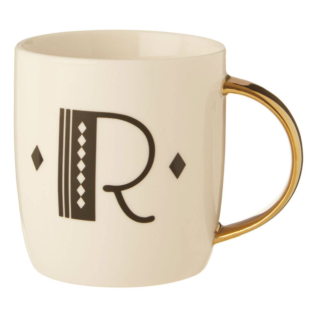 Premier Housewares Diamond Deco White Monogram Mug R