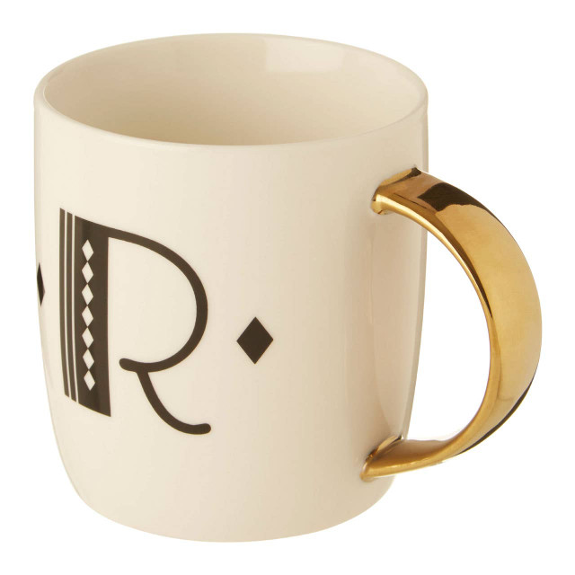 Premier Housewares Diamond Deco White Monogram Mug R