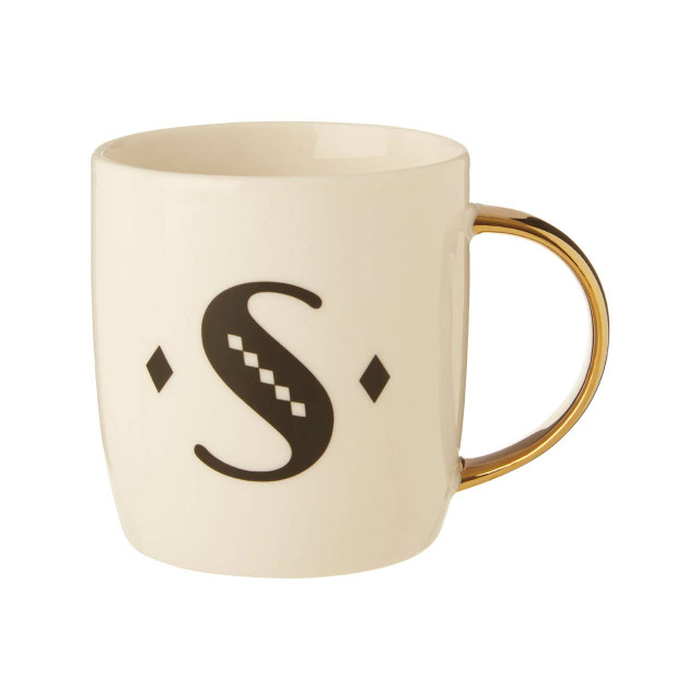 Premier Housewares Diamond Deco White Monogram Mug S
