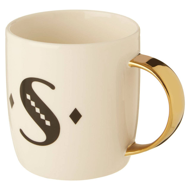 Premier Housewares Diamond Deco White Monogram Mug S