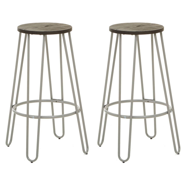 Premier Housewares District 3 Piece Elm Wood Bar Table And Stool Set