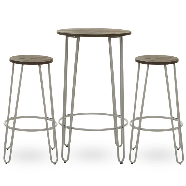 premier housewares District 3 Piece Elm Wood Bar Table And Stool Set