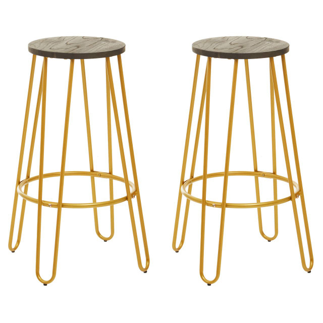 Premier Housewares District 3 Piece Gold Finish Bar Table Stool Set