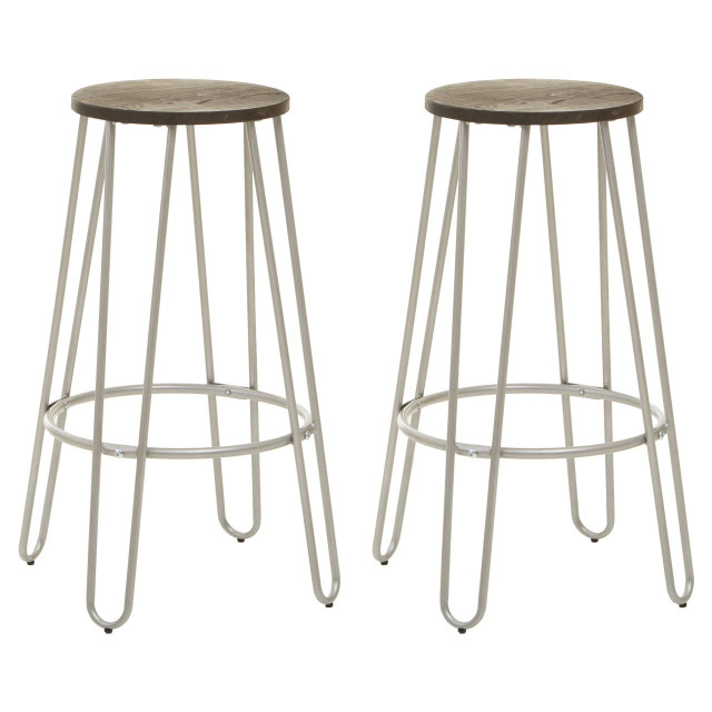 Premier Housewares District 3 Piece Silver Frame Bar Table Stool Set