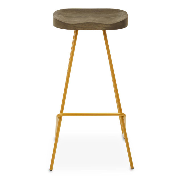 Premier Housewares District Elm Wood Bar Stool With Metal Legs