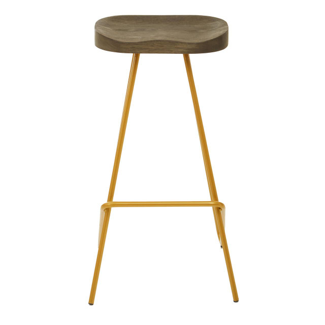 Premier Housewares District Elm Wood Bar Stool With Metal Legs