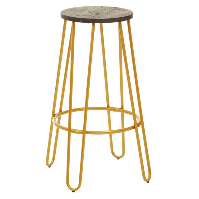 Premier Housewares District Gold Finish Metal Frame Bar Stool