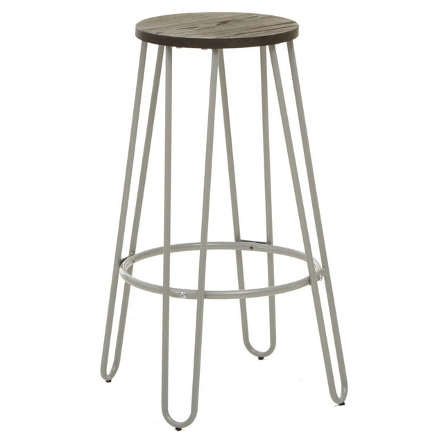 Premier Housewares District Grey Finish Metal Frame Bar Stool