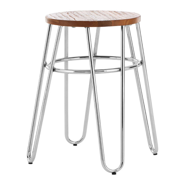 Premier Housewares District Hairpin Legs Stool With Wood Top