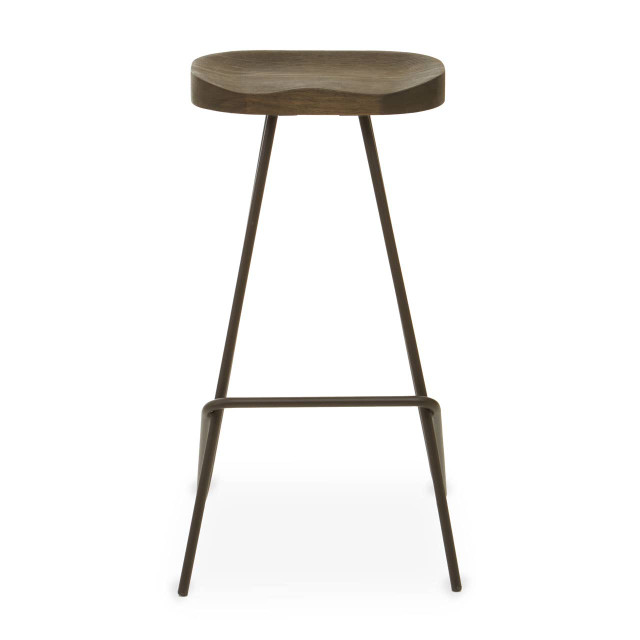 Premier Housewares District Wooden Top Bar Stool With Metal Legs