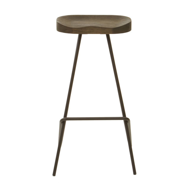 Premier Housewares District Wooden Top Bar Stool With Metal Legs