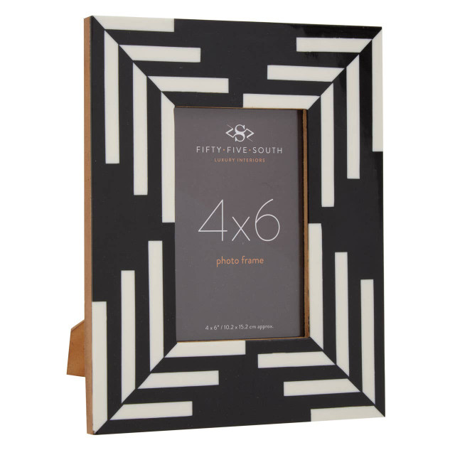 premier housewares Donato 4in x 6in Black and White Stripe Photo Frame