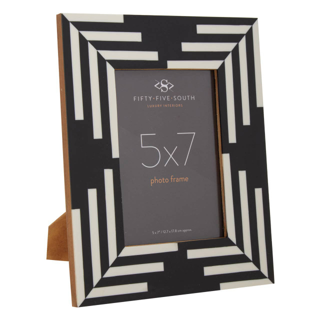 premier housewares Donato 5in x 7in Black and White Stripe Photo Frame