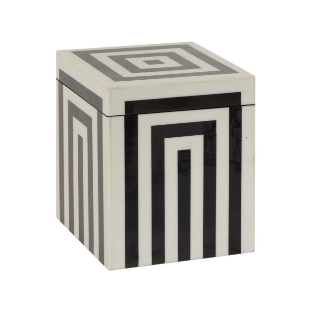 premier housewares Donato Small Square Black and White Stripe Trinket Box
