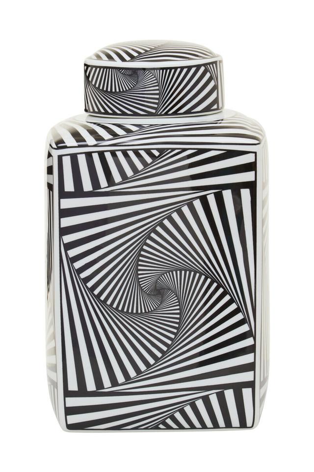 Premier Housewares Doria Large Black And White Ceramic Jar