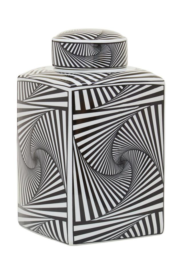 Premier Housewares Doria Large Black And White Ceramic Jar