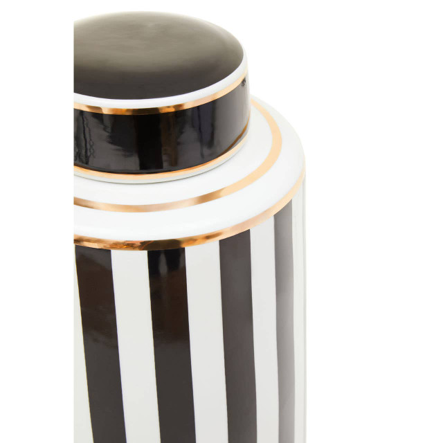 Premier Housewares Doria Large Black And White Stripes Ceramic Jar