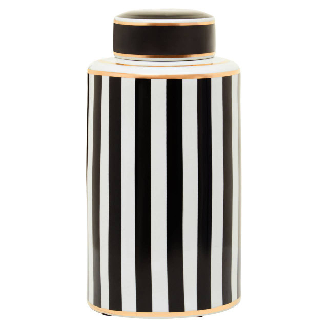 premier housewares Doria Large Black And White Stripes Ceramic Jar