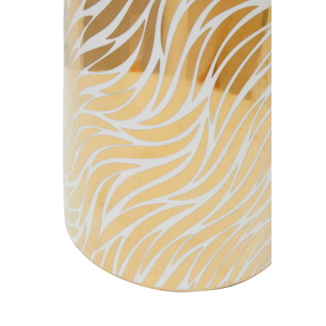 Premier Housewares Doria Large White And Gold Finish Ceramic Jar