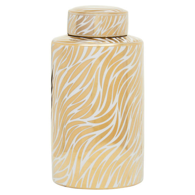 premier housewares Doria Large White And Gold Finish Ceramic Jar