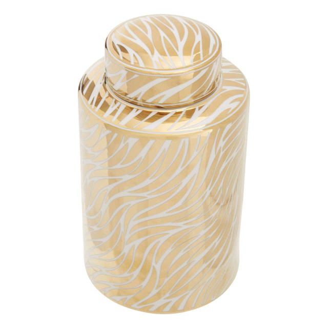 Premier Housewares Doria Small White And Gold Finish Ceramic Jar