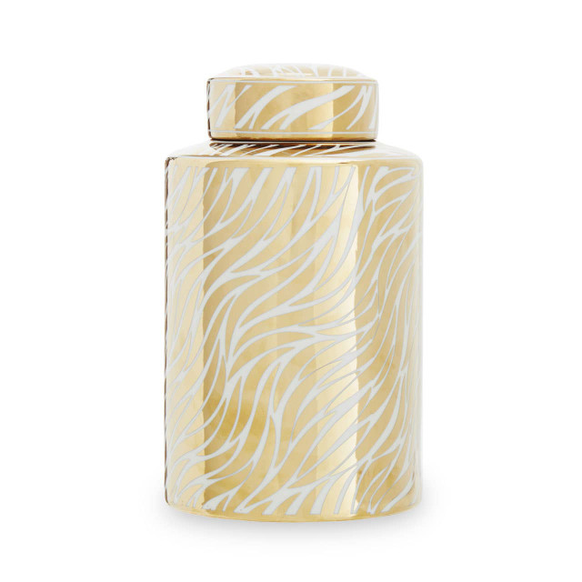 premier housewares Doria Small White And Gold Finish Ceramic Jar