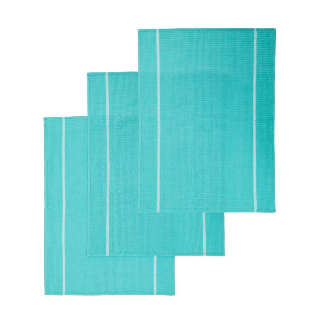 premier housewares Doro Set Of 3 Green And White Waffle Tea Towels