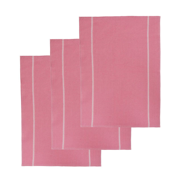 Premier Housewares Doro Set Of 3 Pink And White Waffle Tea Towels