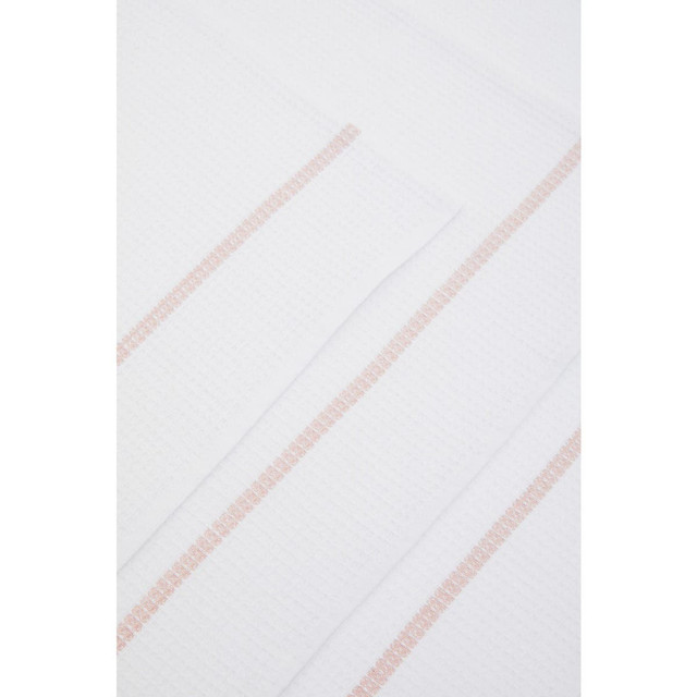 Premier Housewares Doro Set Of 3 White And Almond Waffle Tea Towels