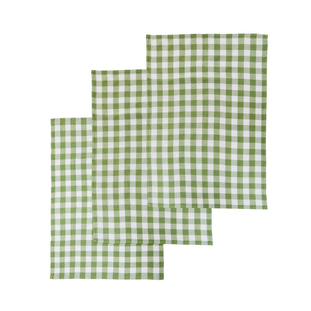 Premier Housewares Doro Set Of Three Green And White Tea Towels