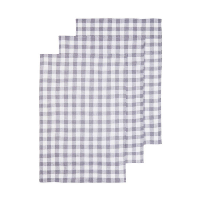 premier housewares Doro Set Of Three Grey And White Cotton Tea Towels