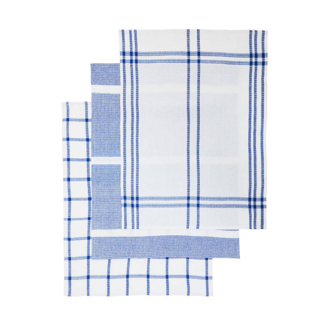 Premier Housewares Doro Set Of Three Waffle Blue And White Tea Towels
