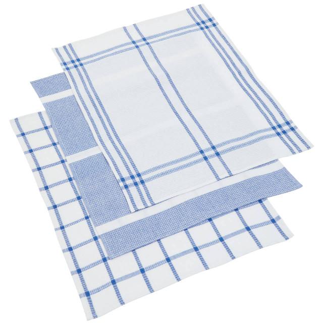 Premier Housewares Doro Set Of Three Waffle Blue And White Tea Towels