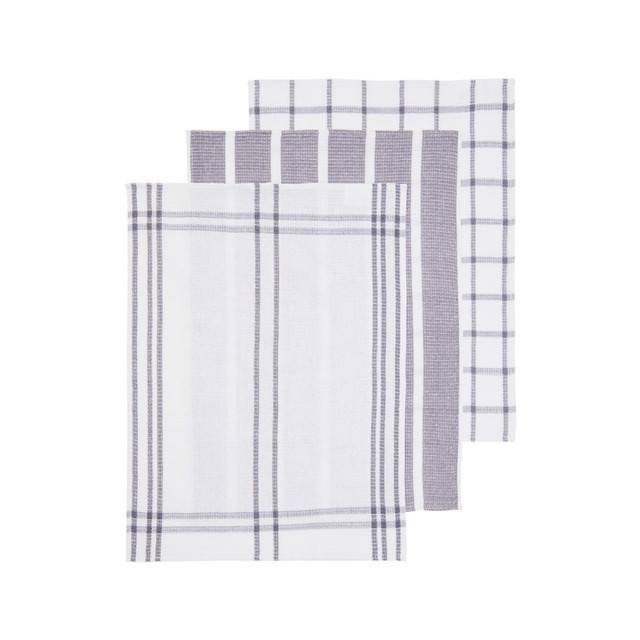 premier housewares Doro Set Of Three Waffle Grey And White Tea Towels