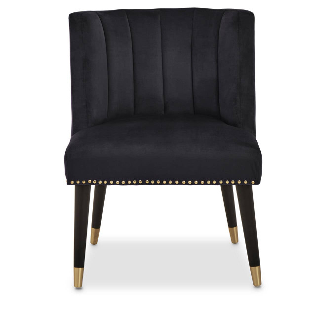 Premier Housewares Doucet Black Velvet Chair With Black Legs