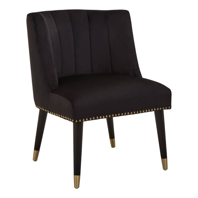 Premier Housewares Doucet Black Velvet Chair With Black Legs