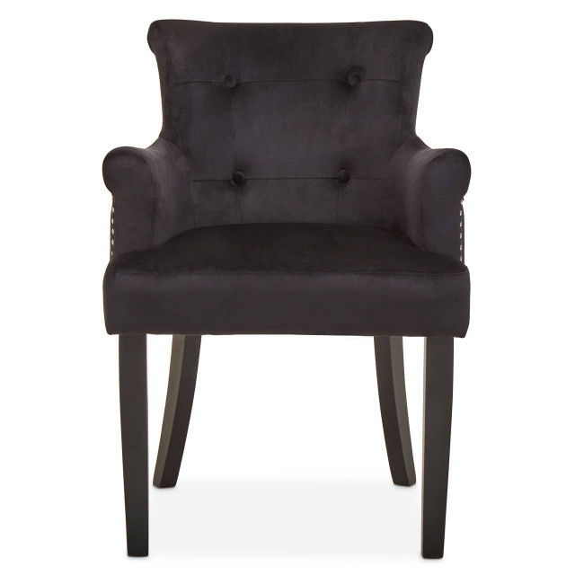 Premier Housewares Doucet Black Velvet Chair With Ring Back