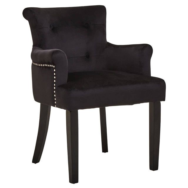 Premier Housewares Doucet Black Velvet Chair With Ring Back