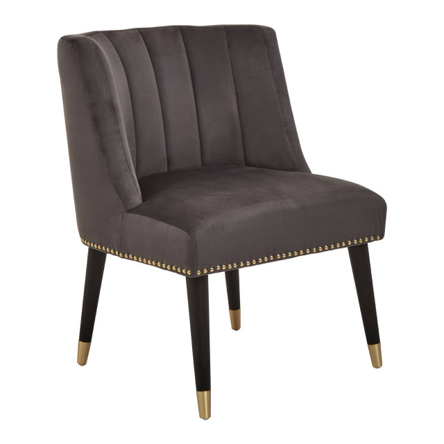 Premier Housewares Doucet Grey Velvet Chair With Black Legs