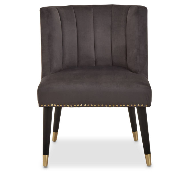 premier housewares Doucet Grey Velvet Chair With Black Legs
