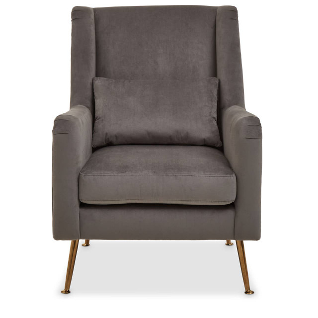 premier housewares Doucet Grey Velvet Chair With Gold Finish Legs
