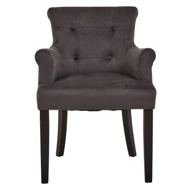 Premier Housewares Doucet Grey Velvet Chair With Ring Back