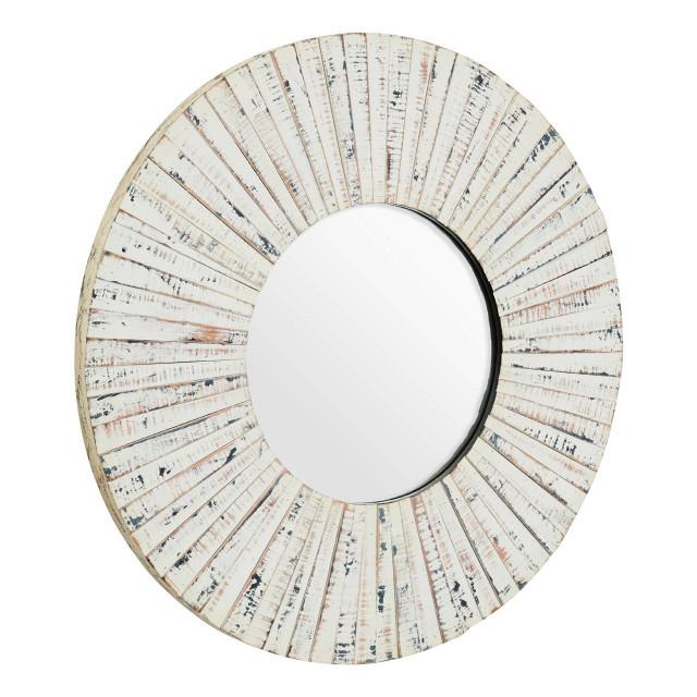 Premier Housewares Driftwood White Wash Round Wall Mirror