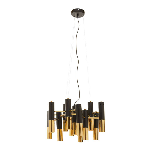 Premier Housewares Drone Gold Finish And Black Pendant Light
