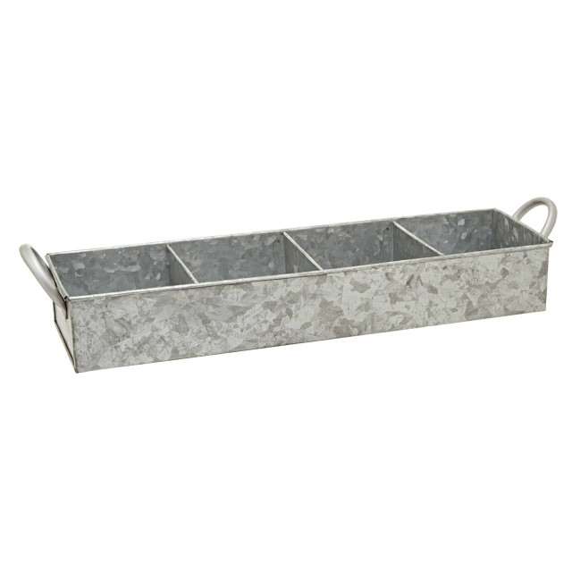 Premier Housewares Drummond 4 Compartment Galvanised Steel Rectangular Tray