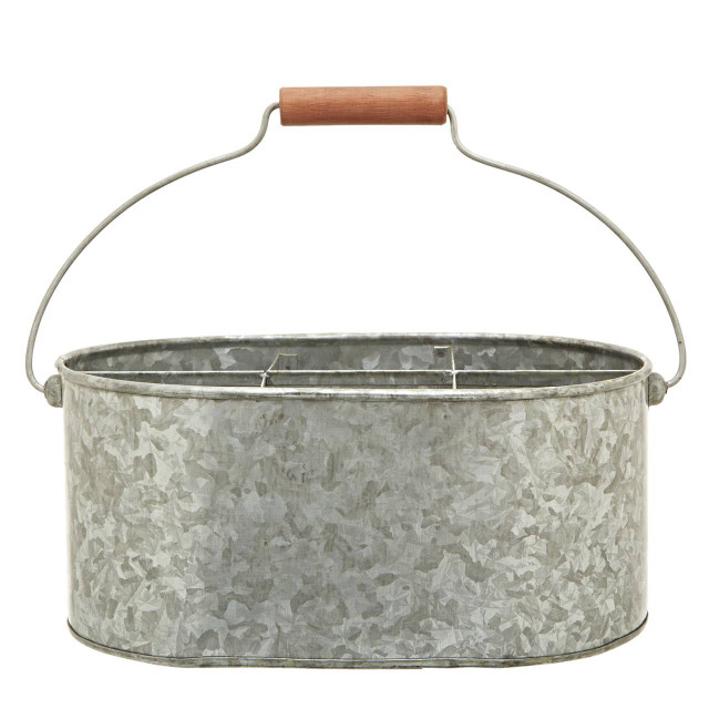 Premier Housewares Drummond 6 Compartment Oval Galvanised Steel Caddy