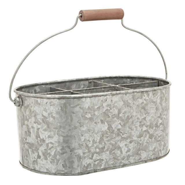 Premier Housewares Drummond 6 Compartment Oval Galvanised Steel Caddy