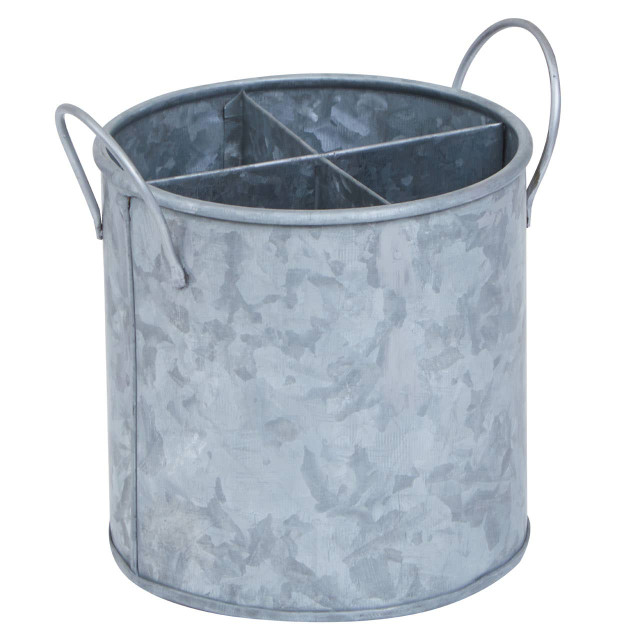 Premier Housewares Drummond Four Section Galvanised Steel Cutlery Holder